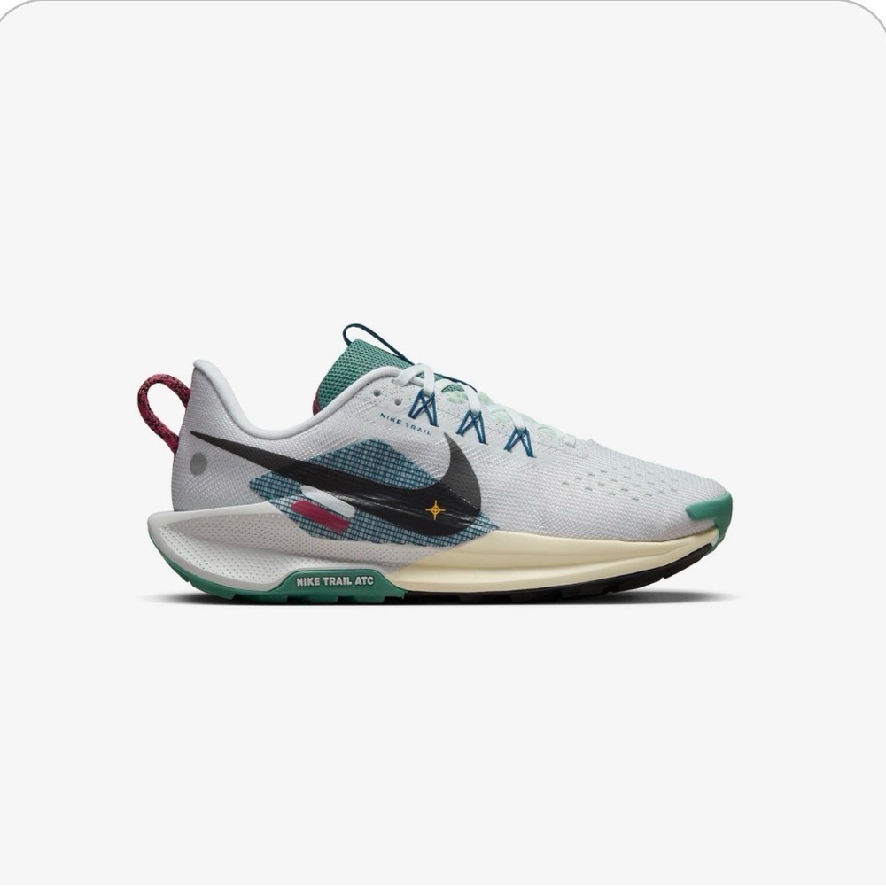 Nike ReactX Pegasus Trail 5 Running Shoes - White with Green & Navy Accents - Picture 7 of 7
